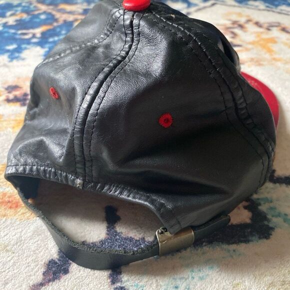 Vintage Detroit Red Wings Hat leather Streetwear 90s - Picture 2 of 8